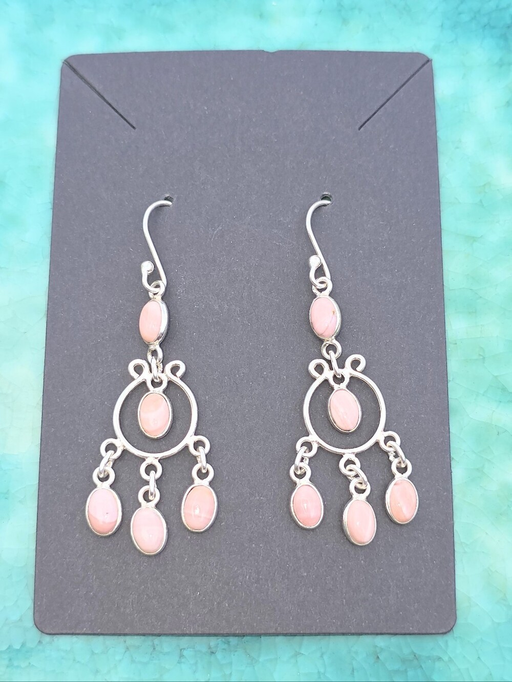 Pink Opal Chandelier Earrings In 925 Sterling Silver (2")